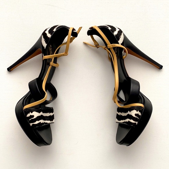 GUCCI Betty HIGH HEEL Platform SANDAL Italy ZEBRA - Picture 2 of 6